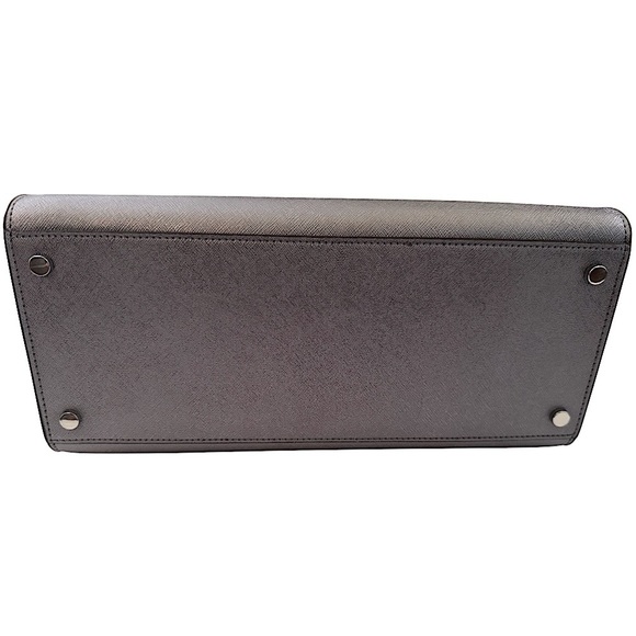 Kate Spade Madison Medium Metallic Gray Saffiano Pvc Satchel Purse Handbag - Picture 9 of 12